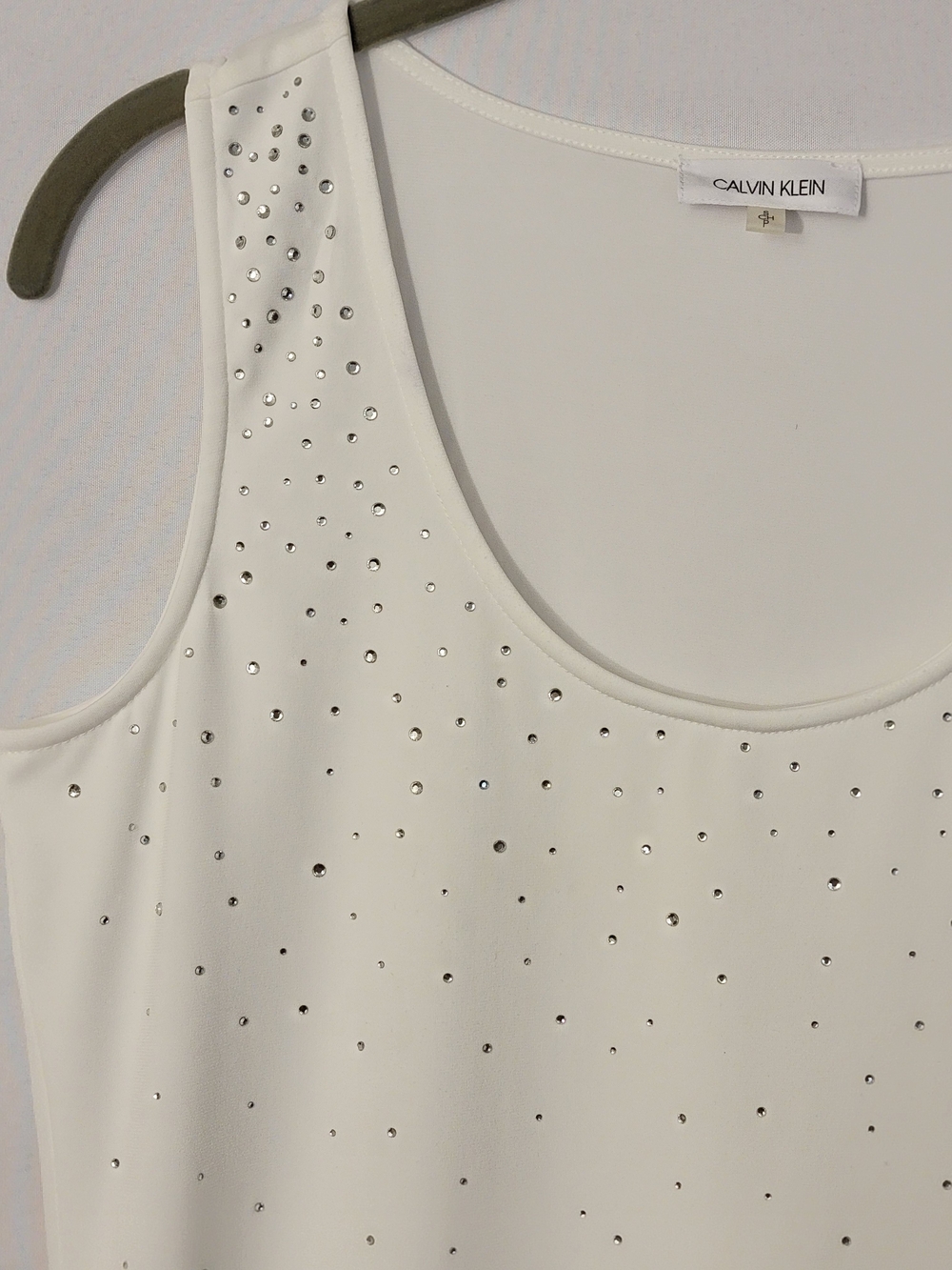 Calvin Klein White Embellished Sleeveless Tank Top Size PS - Picture 4 of 9